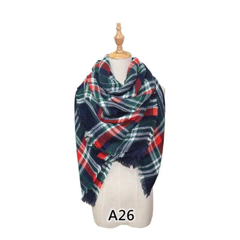 European and American Street Trend Imitation Cashmere Scarf Women's Plaid Autumn and Winter Warm Square Scarf Manufacturer