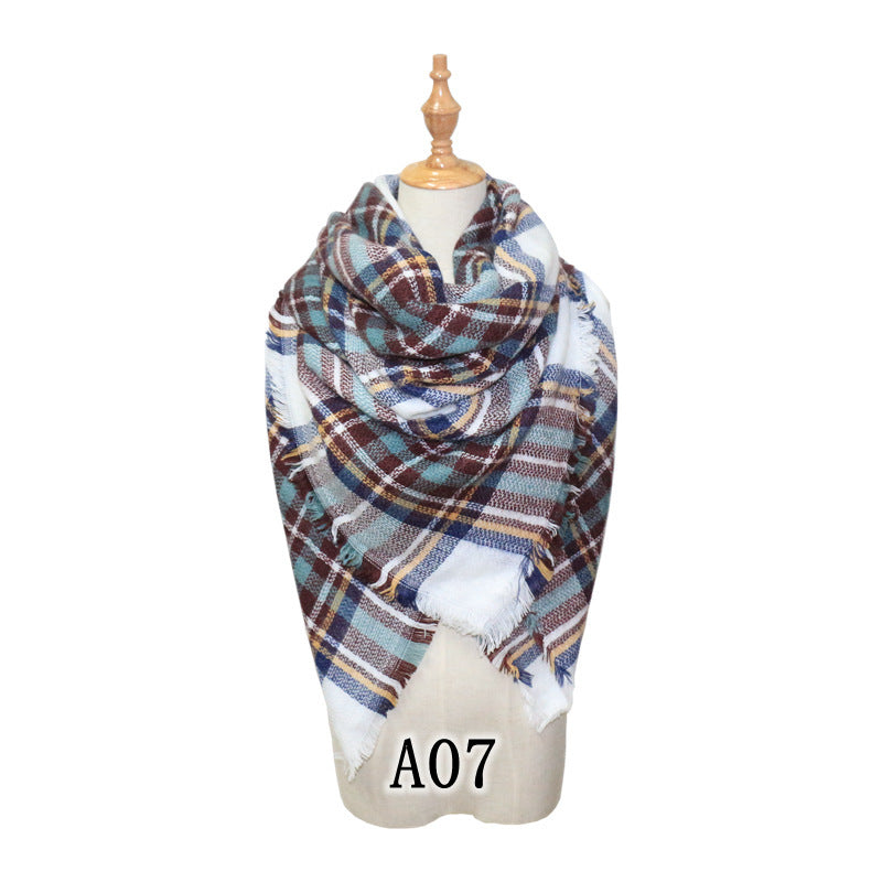 European and American Street Trend Imitation Cashmere Scarf Women's Plaid Autumn and Winter Warm Square Scarf Manufacturer