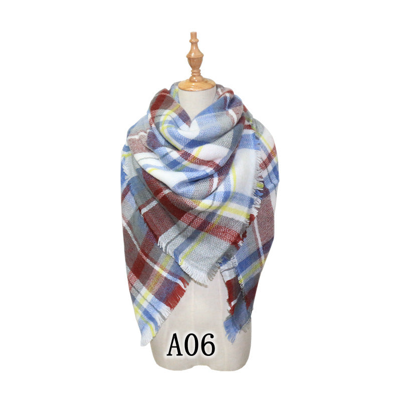 European and American Street Trend Imitation Cashmere Scarf Women's Plaid Autumn and Winter Warm Square Scarf Manufacturer
