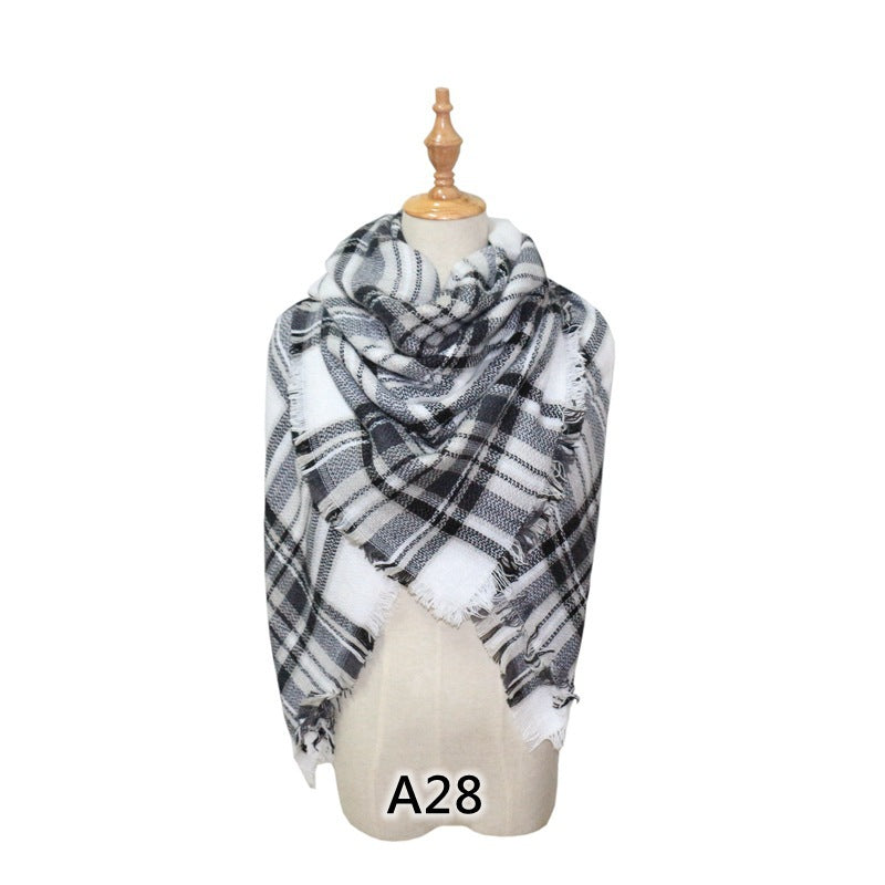 European and American Street Trend Imitation Cashmere Scarf Women's Plaid Autumn and Winter Warm Square Scarf Manufacturer