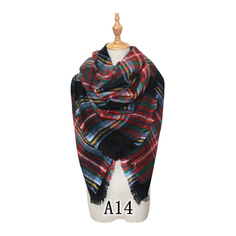 European and American Street Trend Imitation Cashmere Scarf Women's Plaid Autumn and Winter Warm Square Scarf Manufacturer