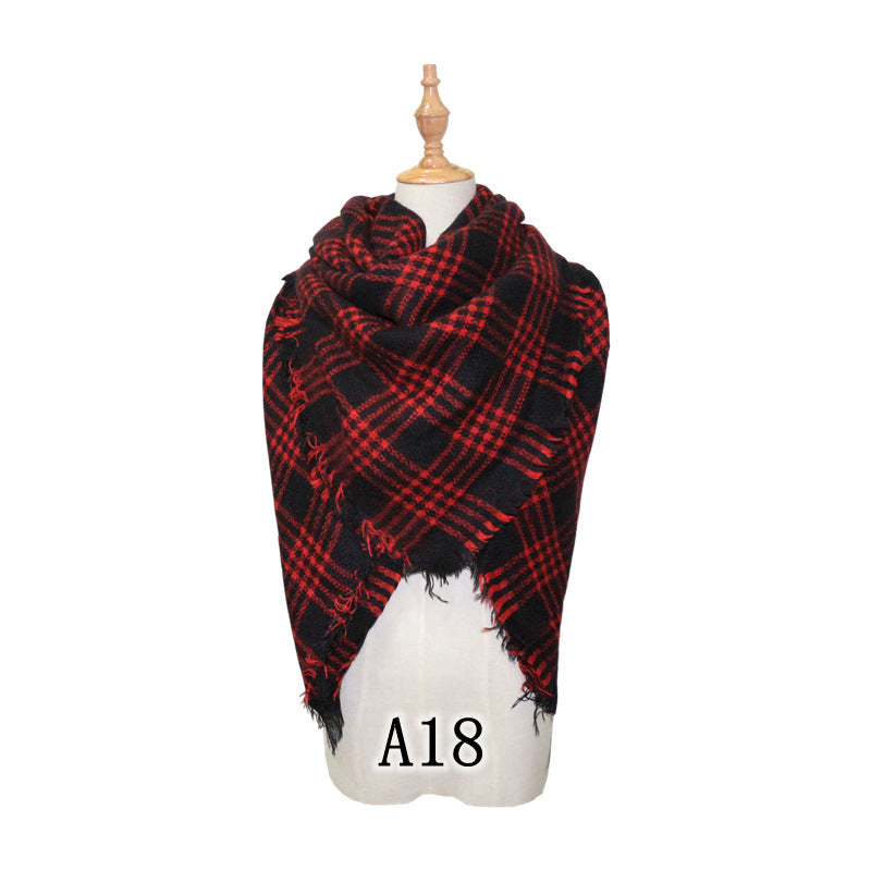 European and American Street Trend Imitation Cashmere Scarf Women's Plaid Autumn and Winter Warm Square Scarf Manufacturer