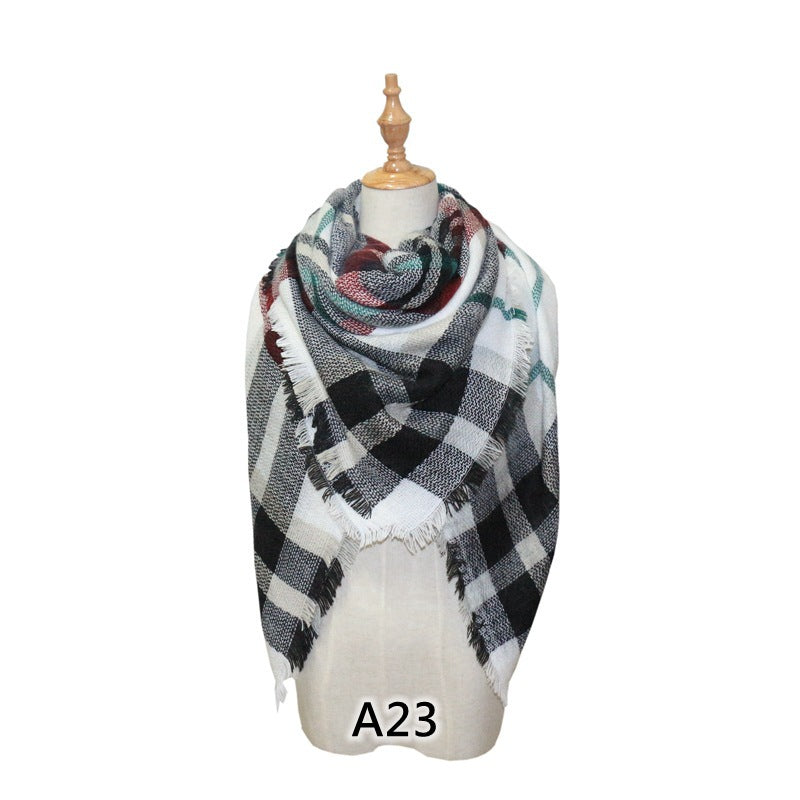 European and American Street Trend Imitation Cashmere Scarf Women's Plaid Autumn and Winter Warm Square Scarf Manufacturer