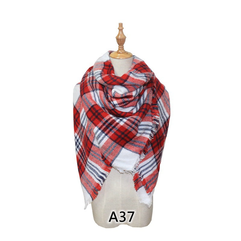 European and American Street Trend Imitation Cashmere Scarf Women's Plaid Autumn and Winter Warm Square Scarf Manufacturer