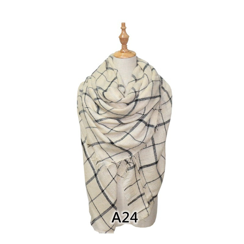 European and American Street Trend Imitation Cashmere Scarf Women's Plaid Autumn and Winter Warm Square Scarf Manufacturer
