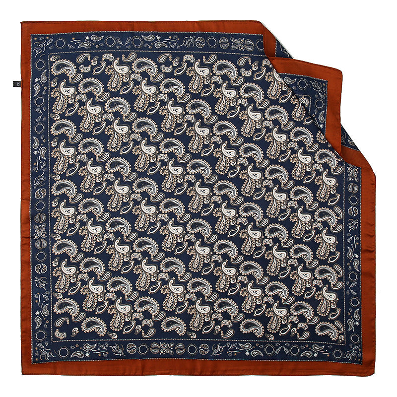 Simple neutral style men and women couple scarf, fashion cashew nut totem 70cm small square scarf, gifts, spot