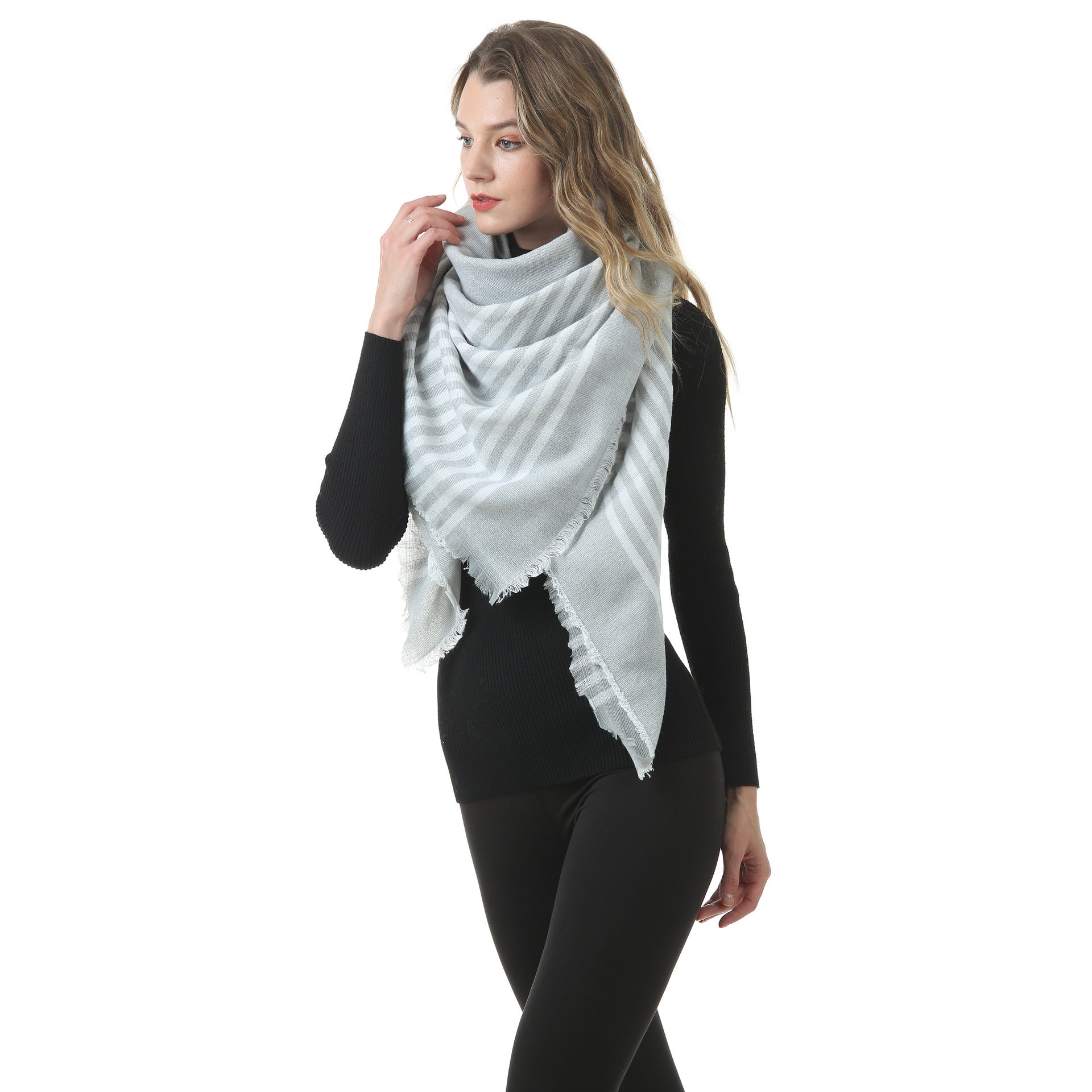 Europe, America, autumn and winter imitation cashmere plus double-sided colorful plaid square scarf women's shawl