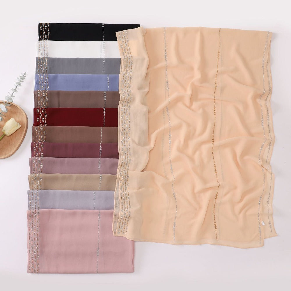 New Pearl Chiffon Boutique Hot Diamond Long Towel Middle East Africa Head Towel South East Asia Head Towel