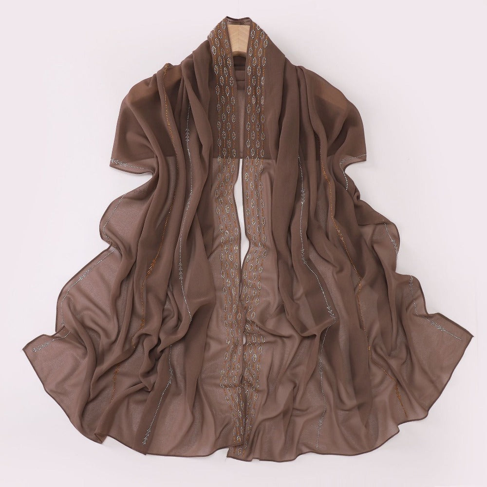 New Pearl Chiffon Boutique Hot Diamond Long Towel Middle East Africa Head Towel South East Asia Head Towel