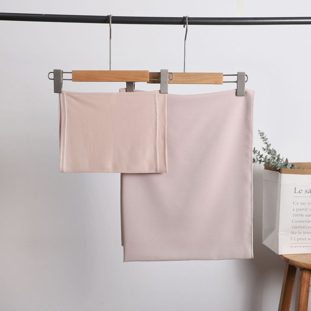 Pearl Chiffon Long Towel with Milk Silk Bottoming Cap of The Same Color, Middle Eastern Women's Headscarf