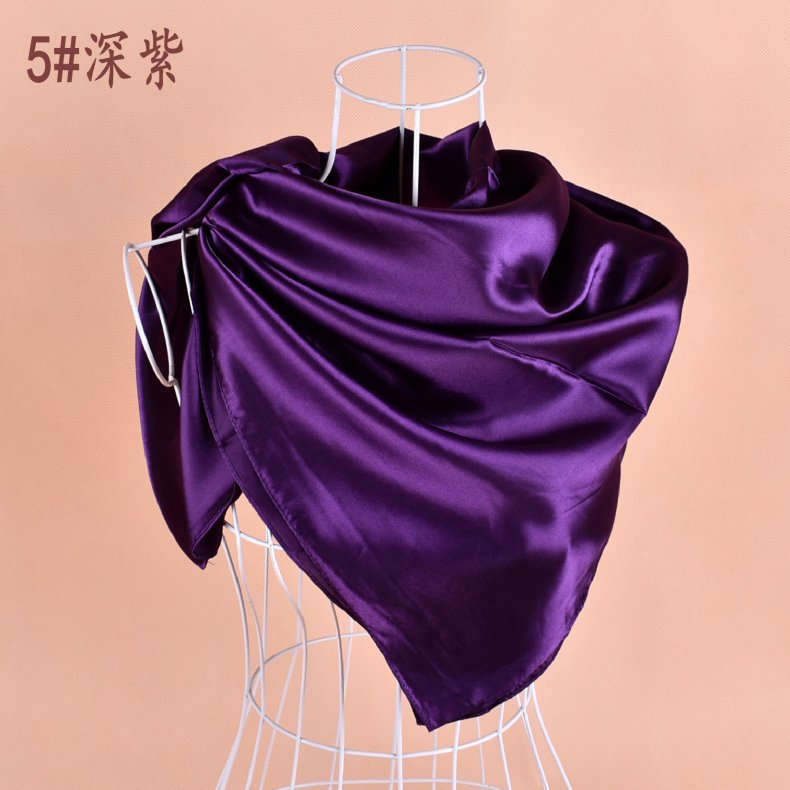 New solid color monochrome women's 90cm imitation silk large square scarf silk scarf, pure color square scarf advanced sense