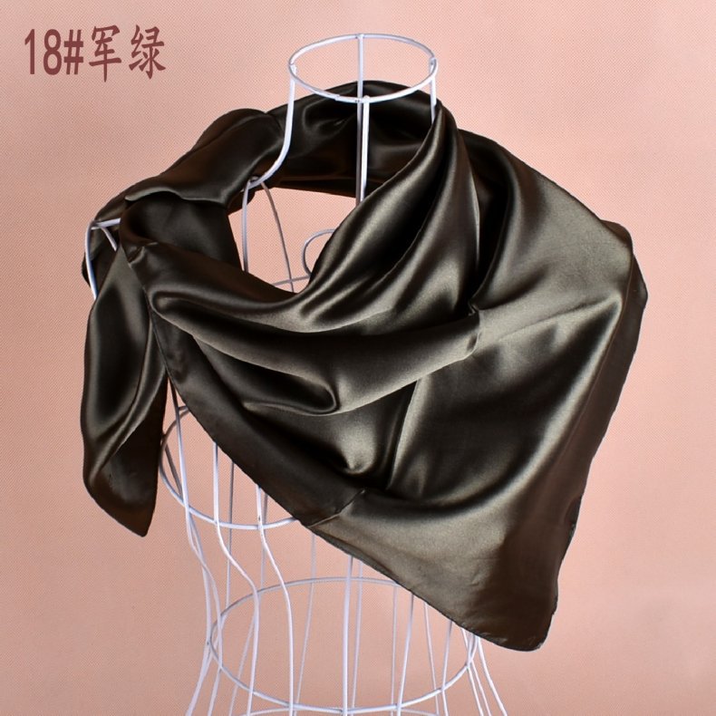 New solid color monochrome women's 90cm imitation silk large square scarf silk scarf, pure color square scarf advanced sense