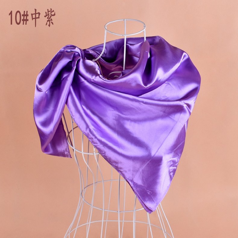 New solid color monochrome women's 90cm imitation silk large square scarf silk scarf, pure color square scarf advanced sense