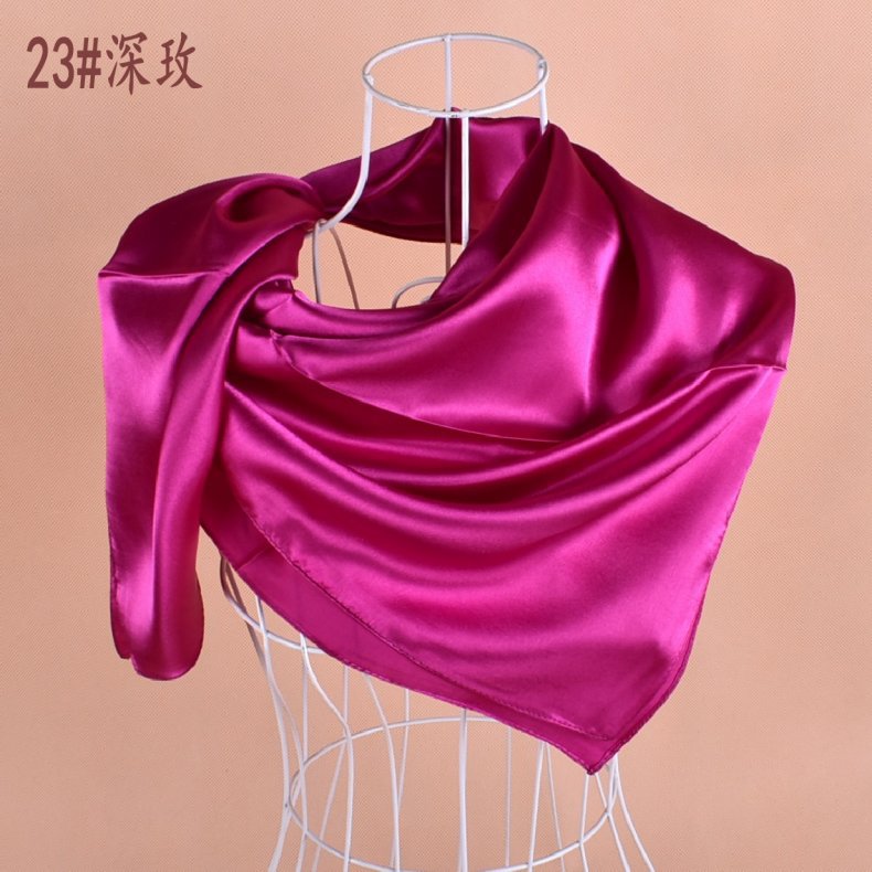 New solid color monochrome women's 90cm imitation silk large square scarf silk scarf, pure color square scarf advanced sense