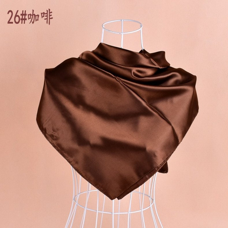 New solid color monochrome women's 90cm imitation silk large square scarf silk scarf, pure color square scarf advanced sense