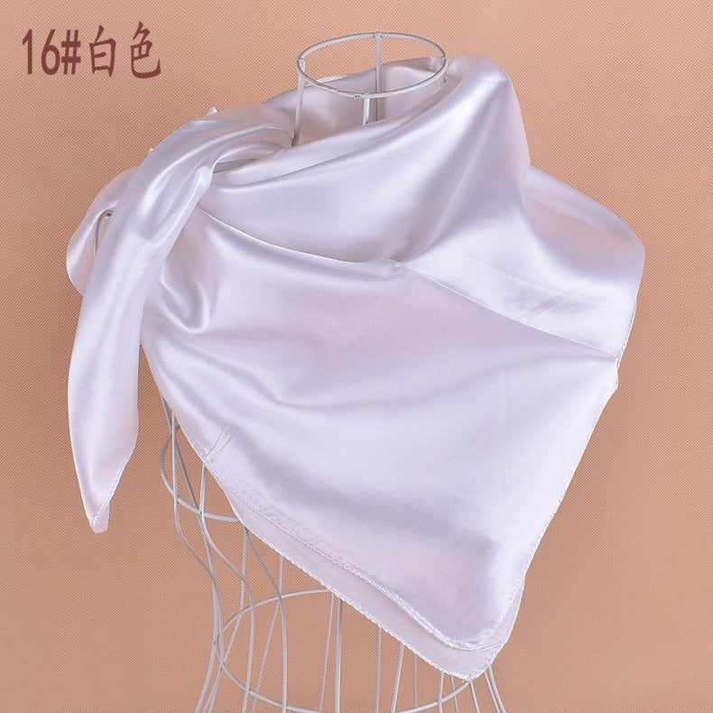 New solid color monochrome women's 90cm imitation silk large square scarf silk scarf, pure color square scarf advanced sense