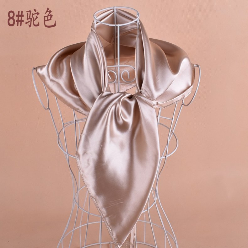 New solid color monochrome women's 90cm imitation silk large square scarf silk scarf, pure color square scarf advanced sense