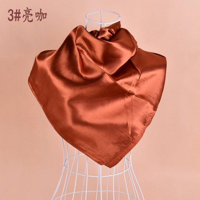New solid color monochrome women's 90cm imitation silk large square scarf silk scarf, pure color square scarf advanced sense