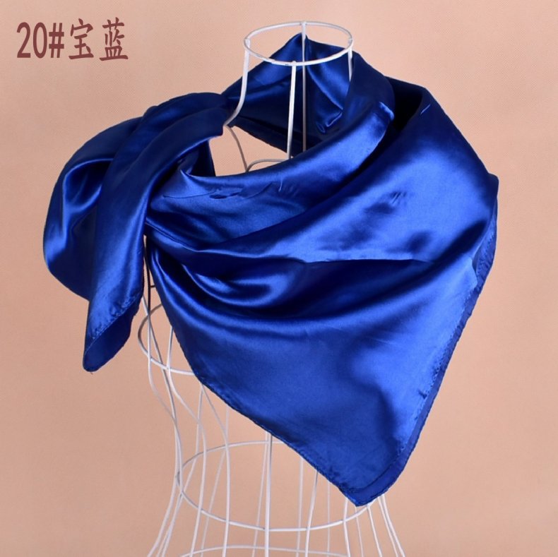New solid color monochrome women's 90cm imitation silk large square scarf silk scarf, pure color square scarf advanced sense