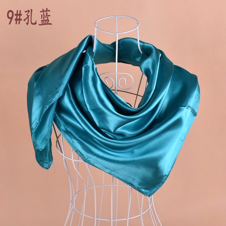 New solid color monochrome women's 90cm imitation silk large square scarf silk scarf, pure color square scarf advanced sense