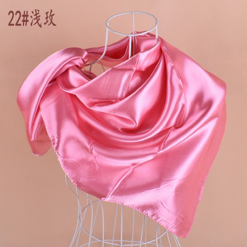 New solid color monochrome women's 90cm imitation silk large square scarf silk scarf, pure color square scarf advanced sense