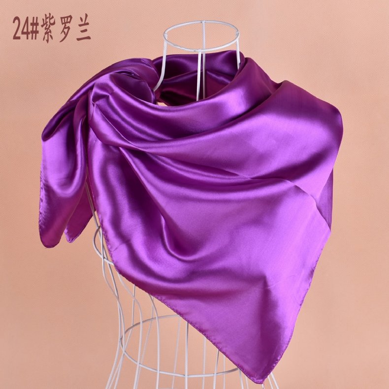 New solid color monochrome women's 90cm imitation silk large square scarf silk scarf, pure color square scarf advanced sense