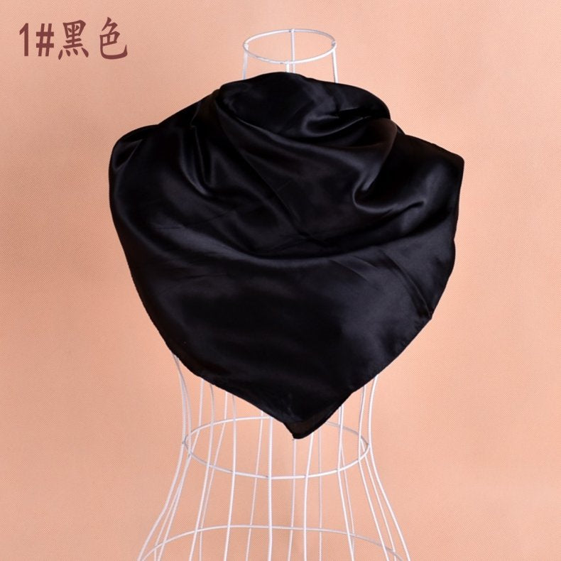 New solid color monochrome women's 90cm imitation silk large square scarf silk scarf, pure color square scarf advanced sense