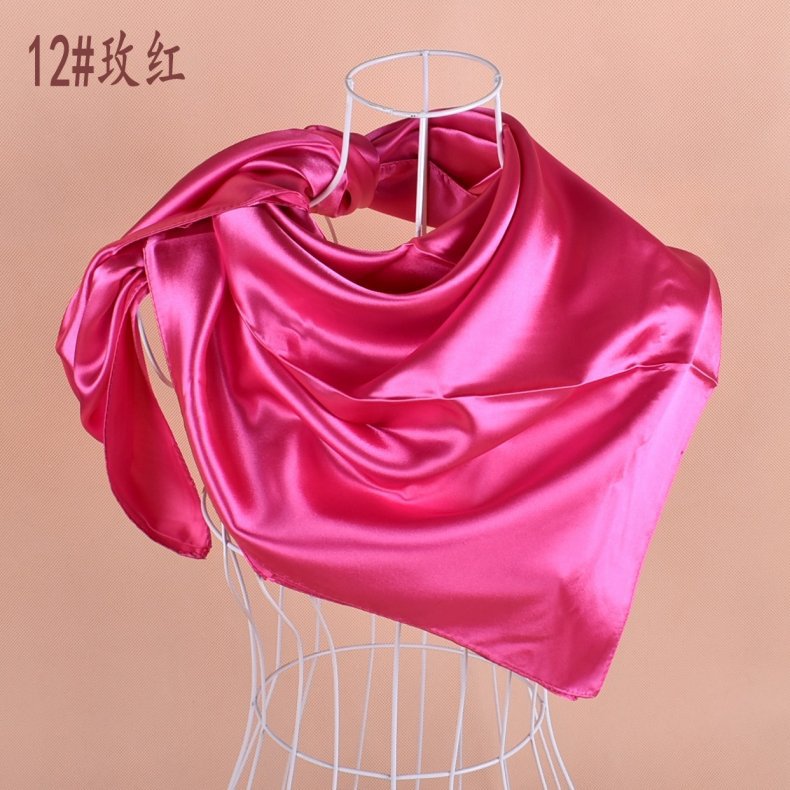 New solid color monochrome women's 90cm imitation silk large square scarf silk scarf, pure color square scarf advanced sense