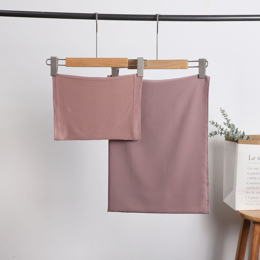 Pearl Chiffon Long Towel with Milk Silk Bottoming Cap of The Same Color, Middle Eastern Women's Headscarf