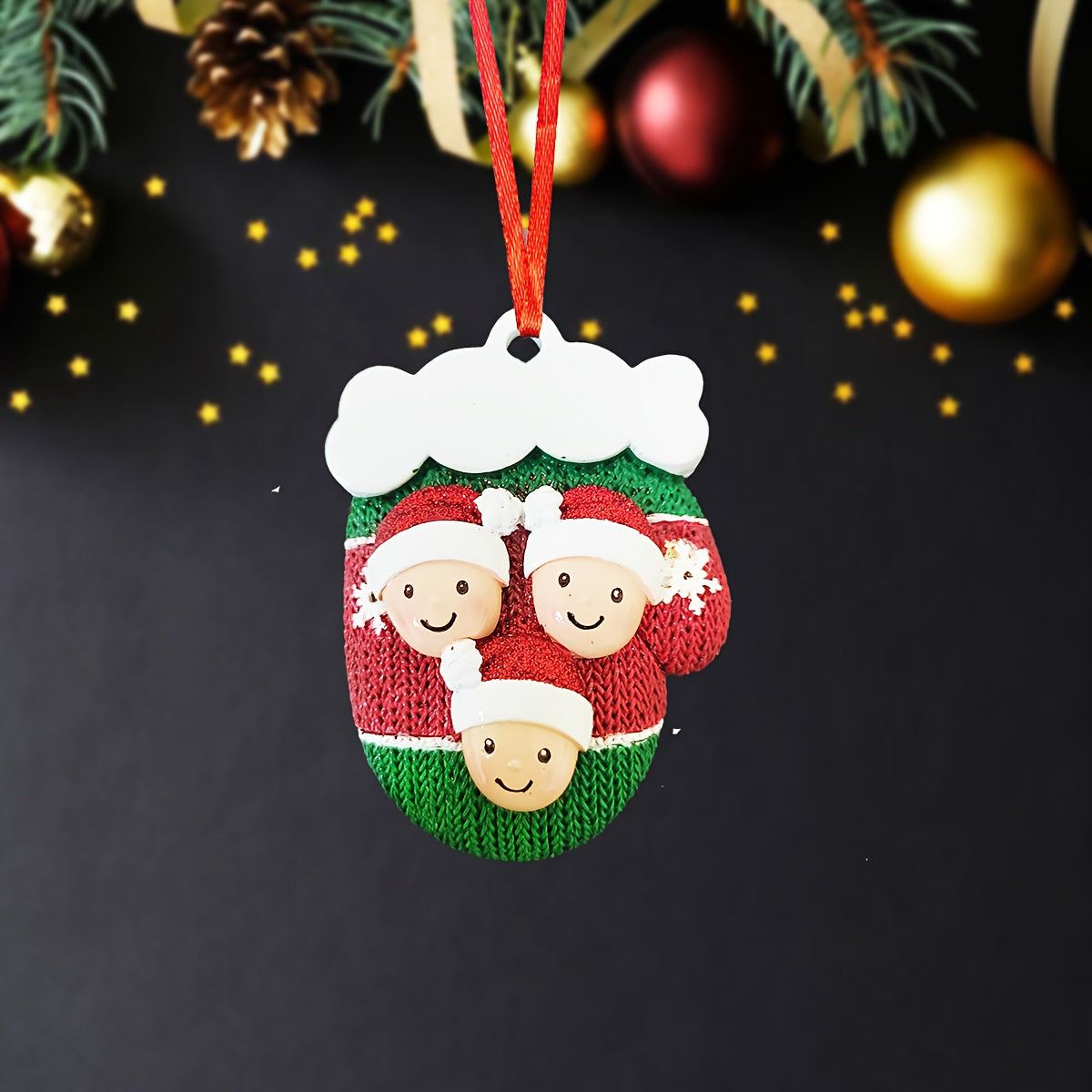 1 piece of resin three-dimensional hand-painted Christmas gloves Christmas tree ornament pendant, personalized DIY name blessing ornament pendant, unique car rearview mirror pendant, Christmas ornament gift