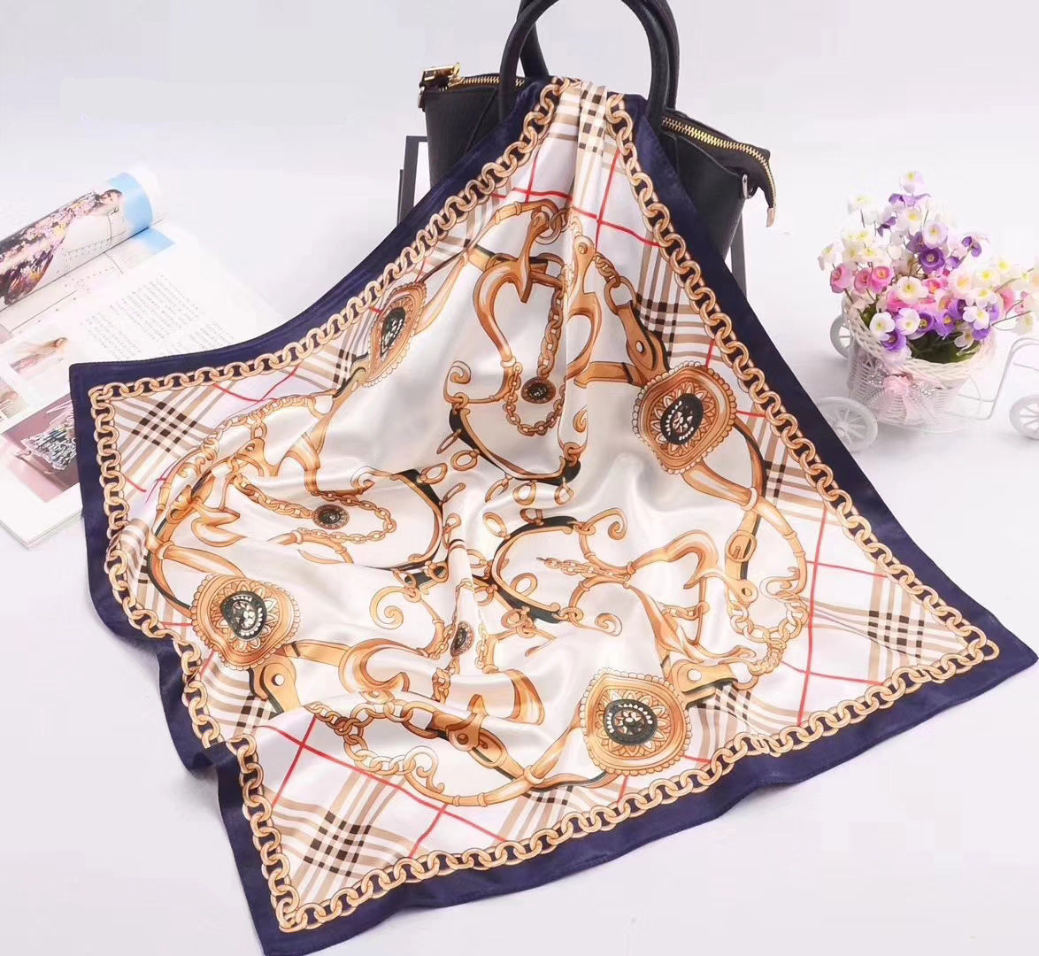 Simulation silk small square scarf professional scarf women's 60 * 60cm silk scarf