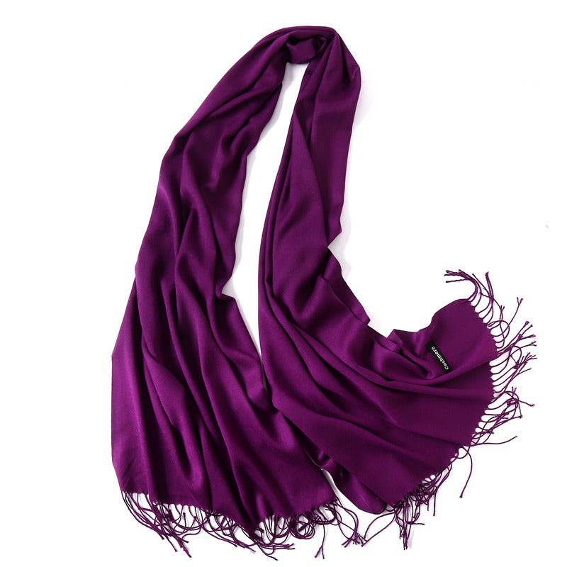 Autumn and winter solid color imitation cashmere scarf women's fashion versatile fringed monochrome warm shawl head scarf 150g head scarf