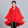 European and American autumn and winter new loose imitation fox fur collar double-layer knitted shawl cape jacket 1392 #