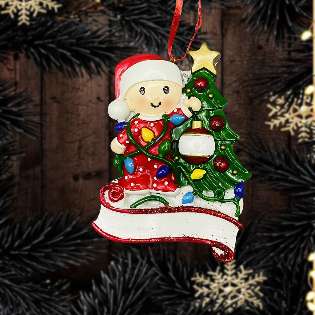 DIY Personalized custom pendant, resin material, family Christmas decoration pendant that can be customized with names/words