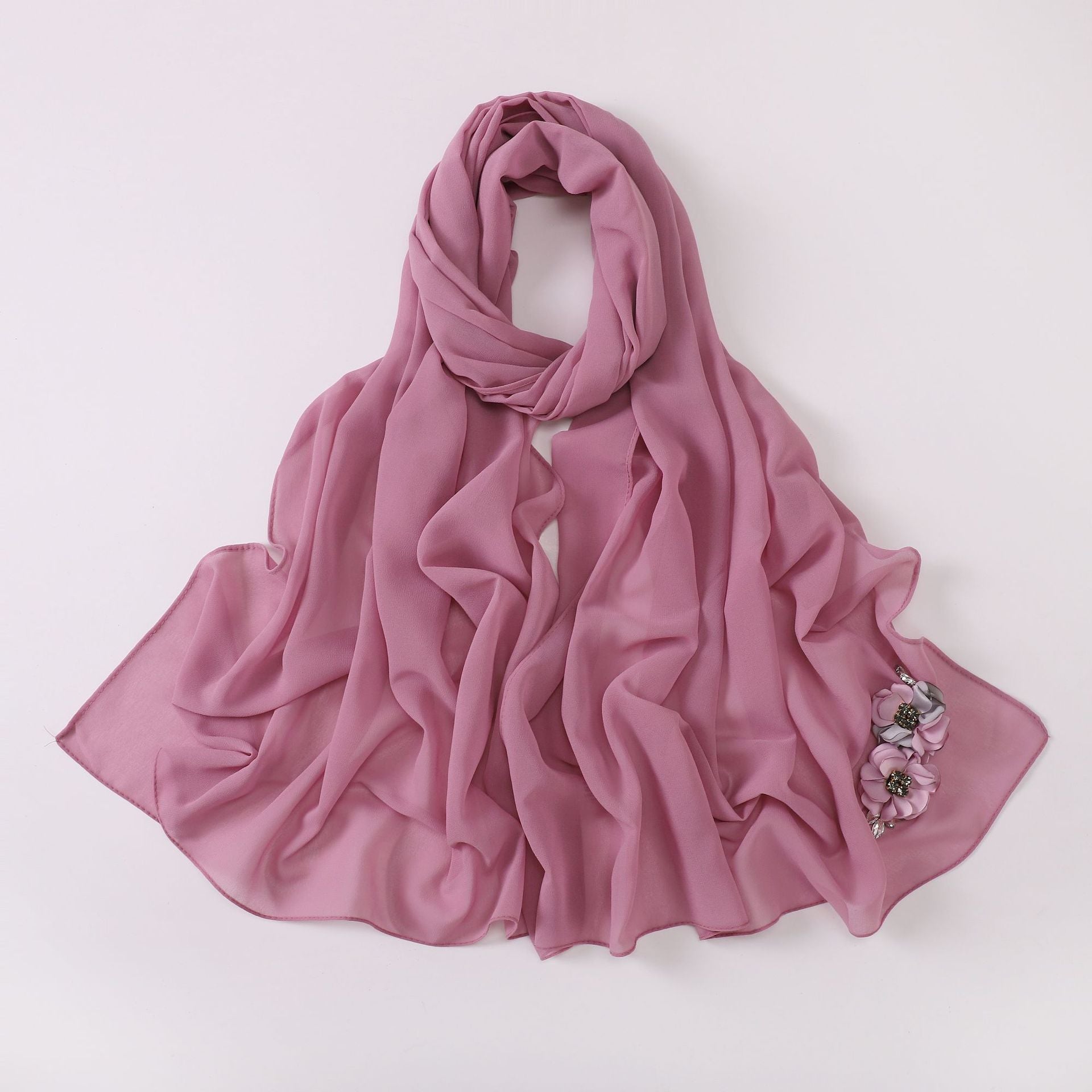 New pearl chiffon flower headscarf hijab Malaysia Hijab Shawls