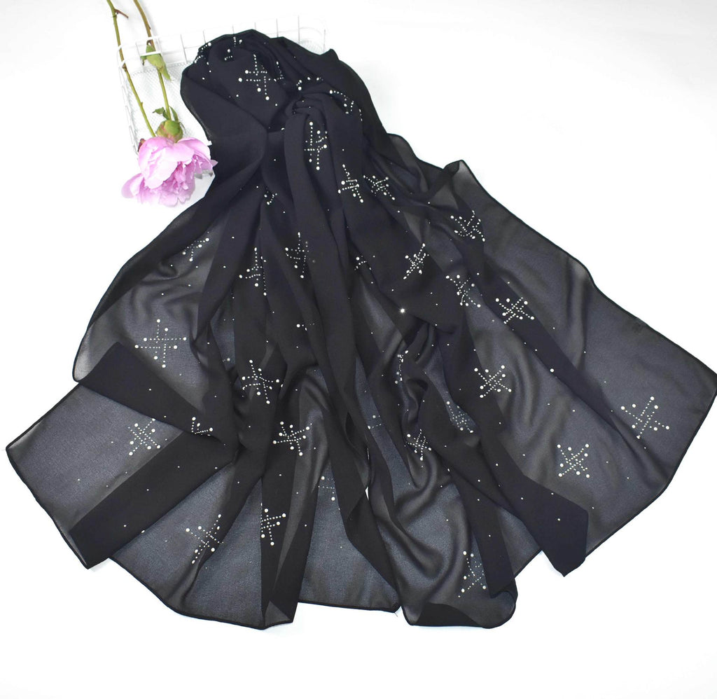 New pearl chiffon scarf, ceramic hot diamond  scarf, Malaysian hijab Middle East headscarf
