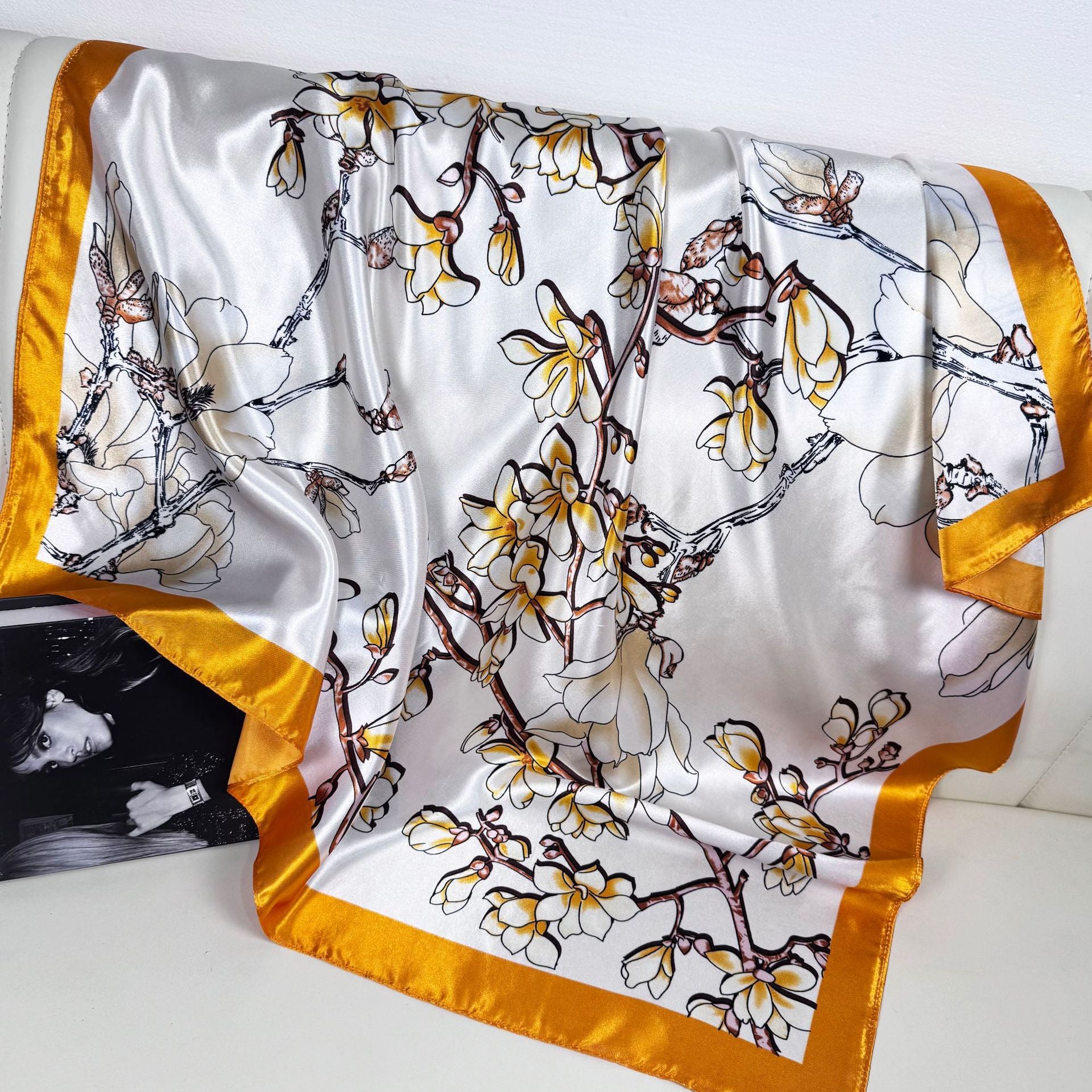 Fashion versatile retro national style plant flower print scarf, decorative scarf, Malay women's headscarf