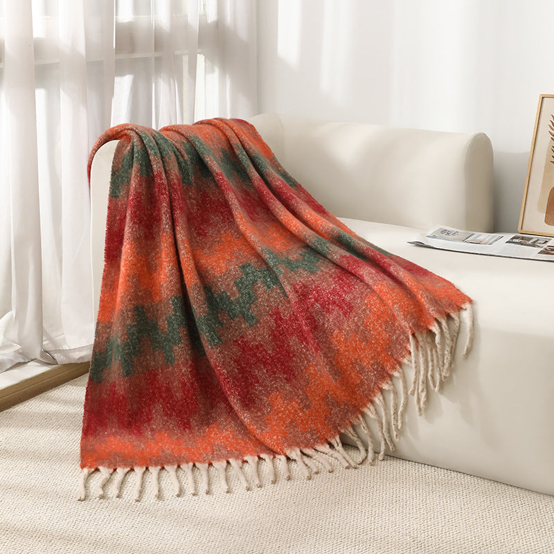 Blanket 2025 new European and American autumn and winter circle yarn imitation mohair thickened jacquard Great Wall shawl