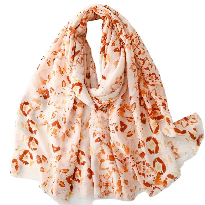 Thin bronzing geometric silk scarf travel warm shawl headscarf