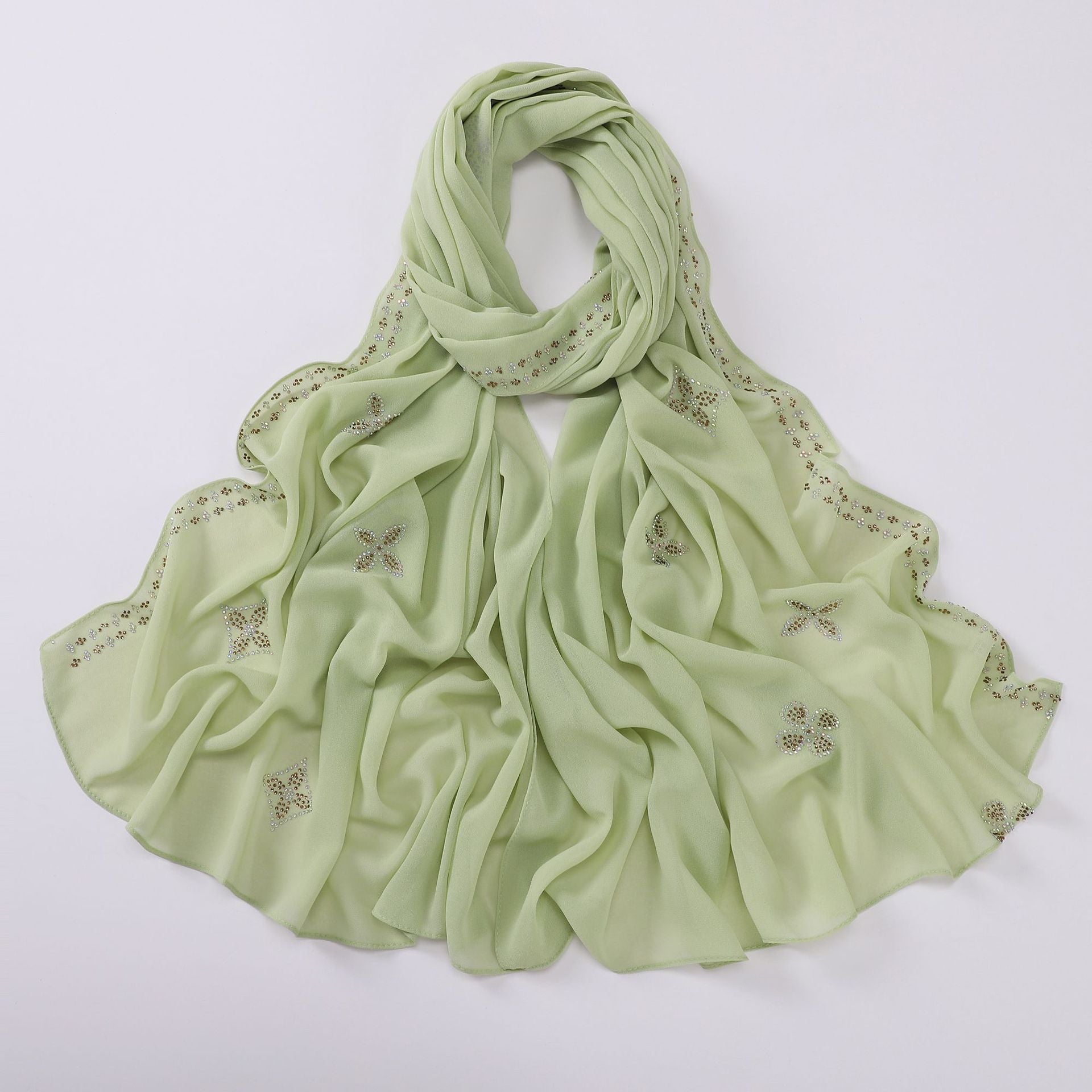 New pearl chiffon long towel boutique hot diamond yarn Middle East and Africa headscarf hijab