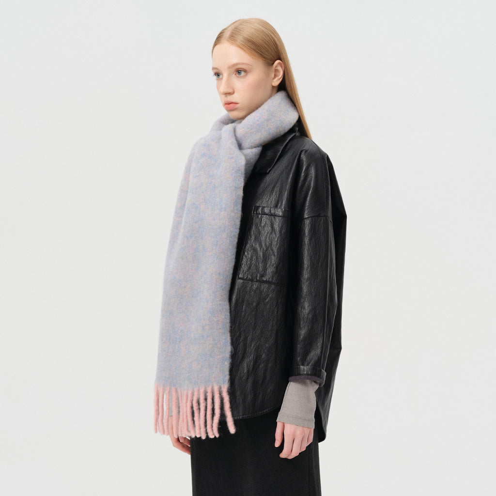 Alpaca wool blended tassel contrasting scarf women's autumn and winter Korean atmosphere scarf enlarged shawl