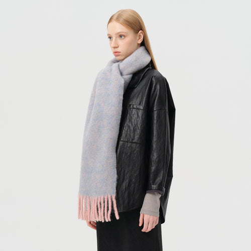 Alpaca wool blended tassel contrasting scarf women's autumn and winter Korean atmosphere scarf enlarged shawl