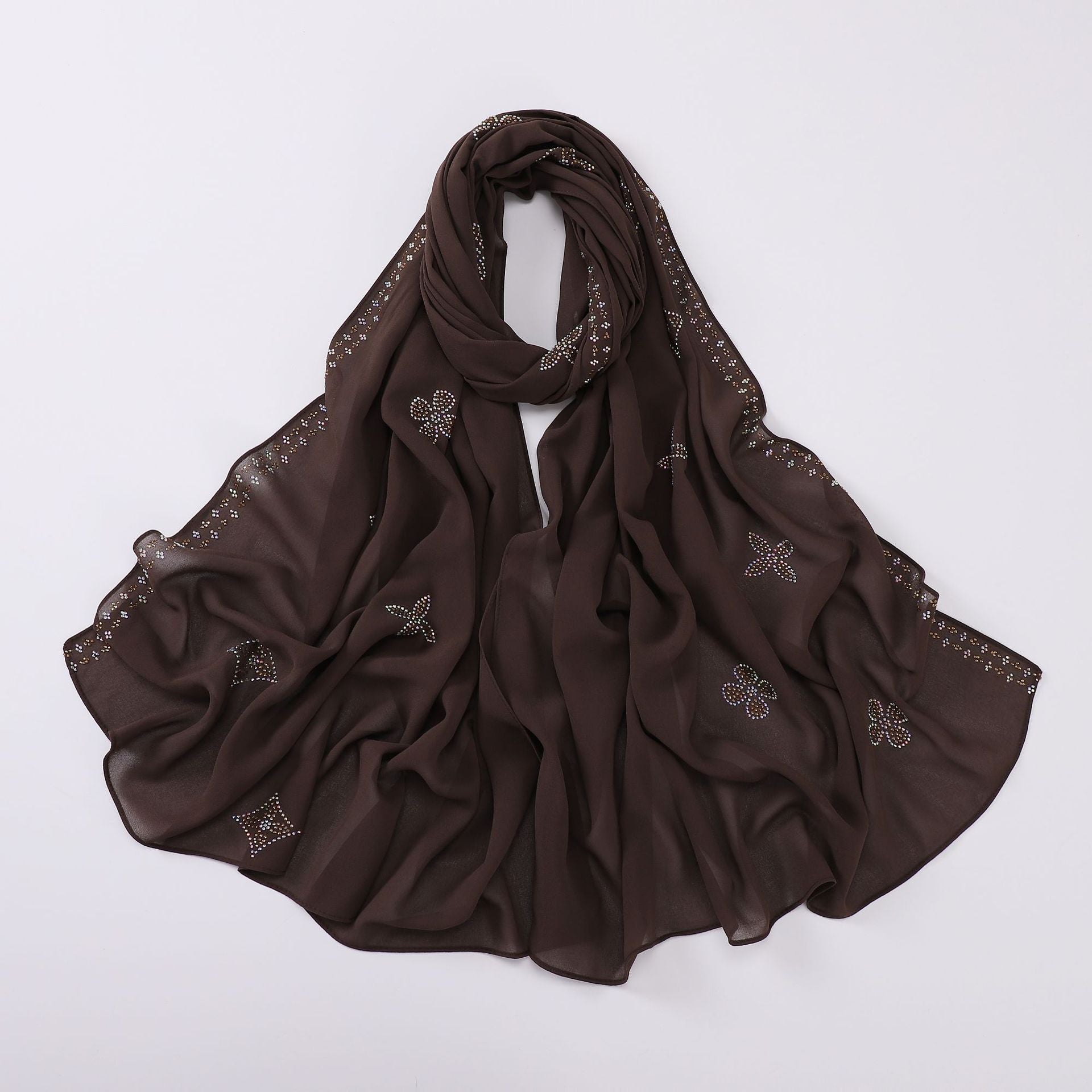 New pearl chiffon long towel boutique hot diamond yarn Middle East and Africa headscarf hijab