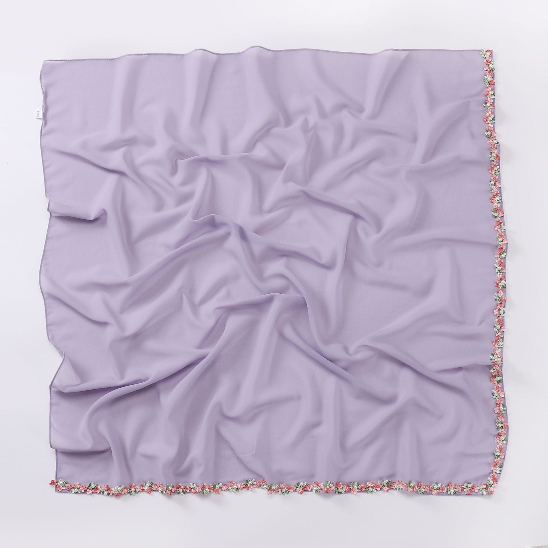 New pearl chiffon small fragrant wind lace bead scarf yarn cute sweet little square scarf