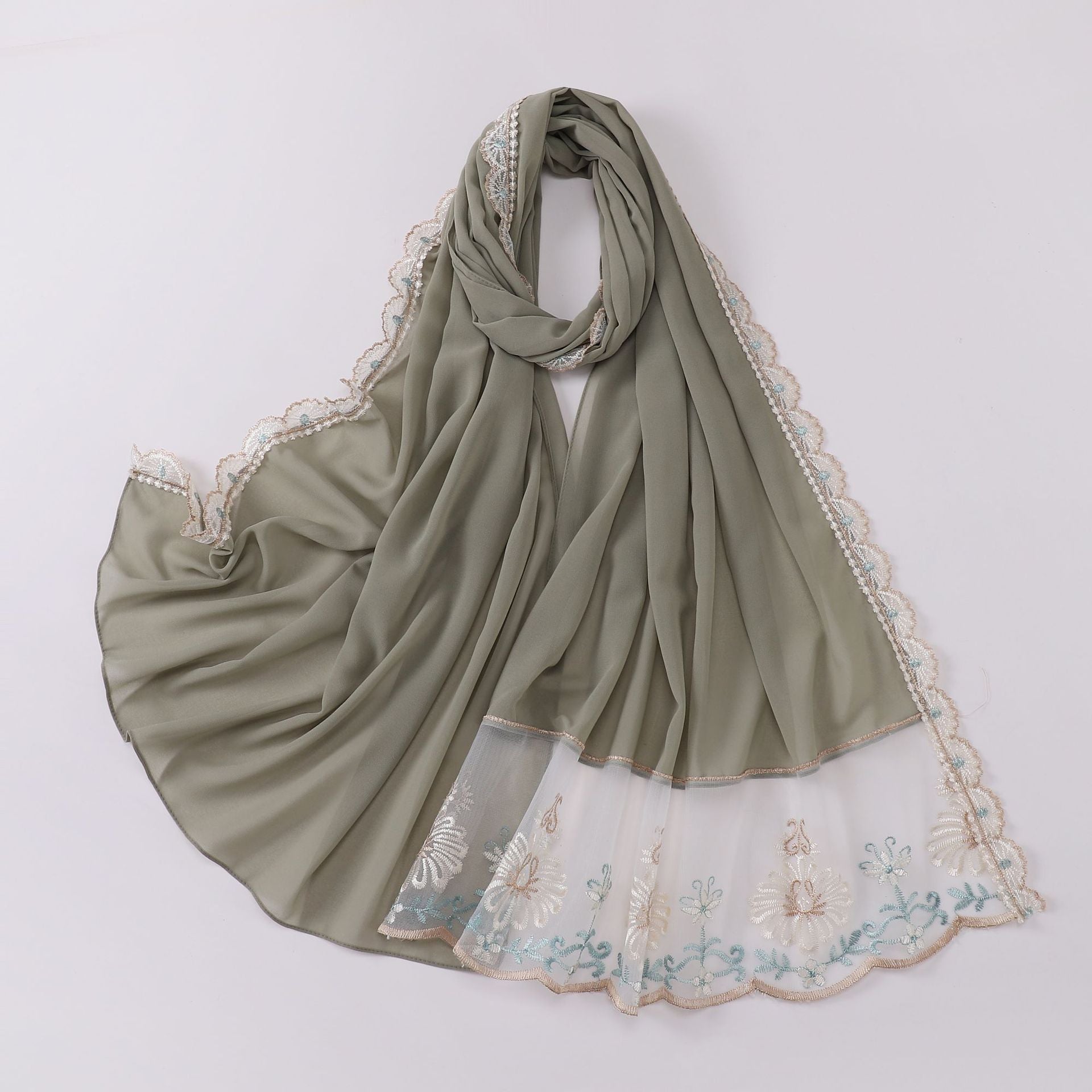 New chiffon color lace L-shaped long scarf  scarf Middle East and Africa headscarf hijab