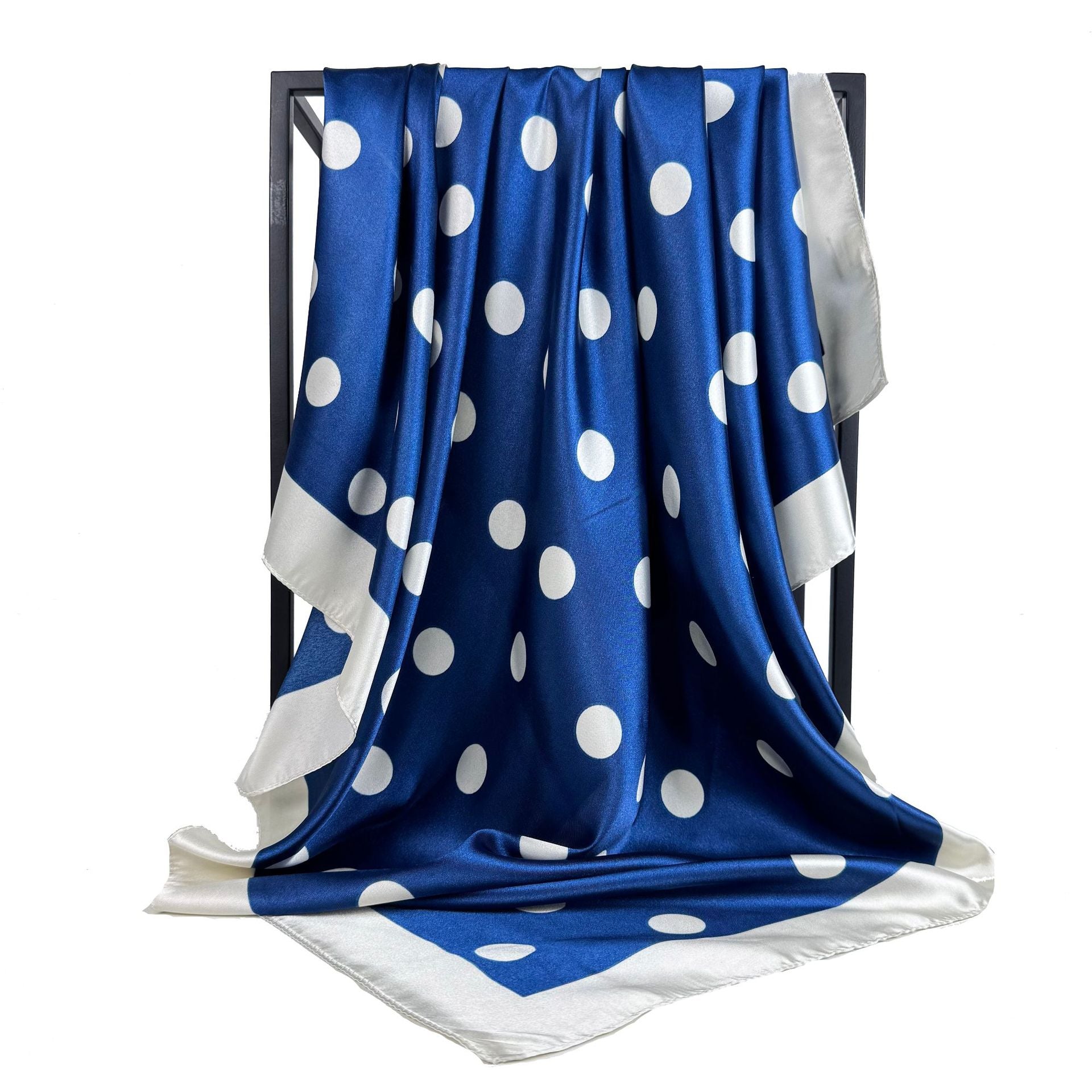 simple and elegant large polka dot printed silk scarf 90cm large square scarf, women's headscarf, yarn scarf.