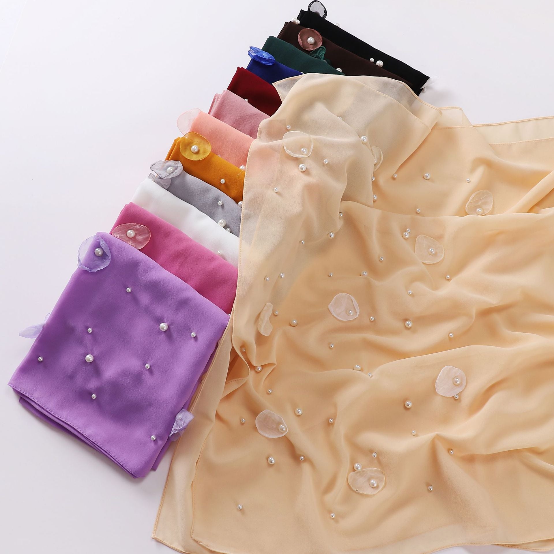 Spring and summer new chiffon scarf women's hijab flower Middle East Malaysia headscarf