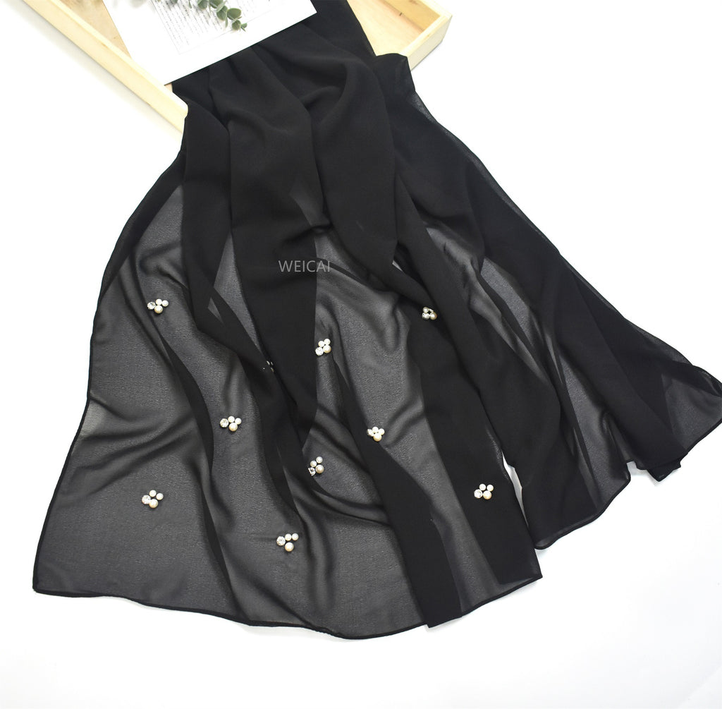 New Malaysian hijab nail pearl rhinestone chiffon scarf  scarf Middle East headscarf