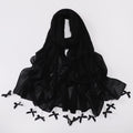 Hand sewn glass tube bow chiffon long towel yarn scarf Malaysia small fresh headscarf
