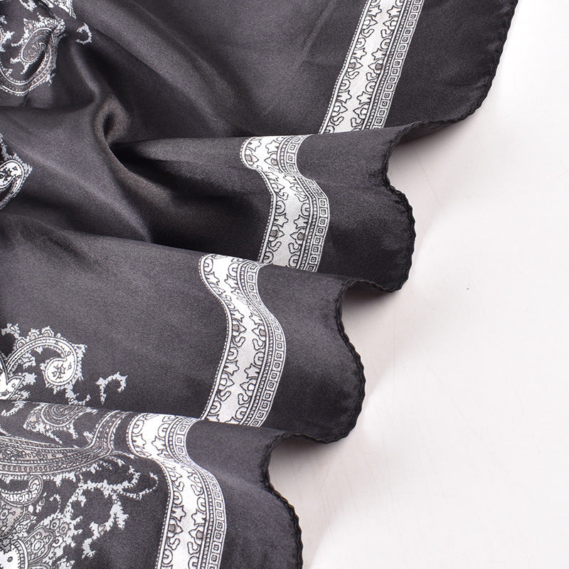 New versatile women's shawl scarf simulation silk 90 satin women's printed temperament silk scarf large square scarf headscarf